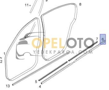 Opel Astra H Kapı Cam Filiti Arka Sol Dış Siyah (NB) GM