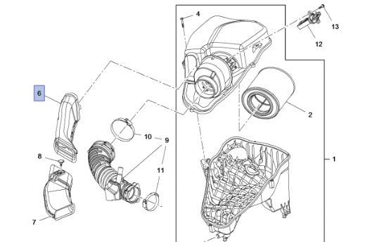 Opel Astra K 1.4 Hava Filtre Arka Borusu GM (13367310)
